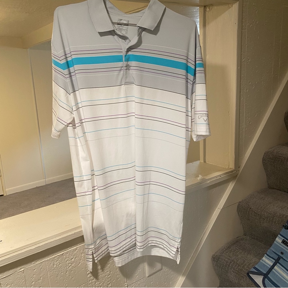 Callaway Opti-Dri Performance Golf Polo Men’s Size Large Striped Shirt